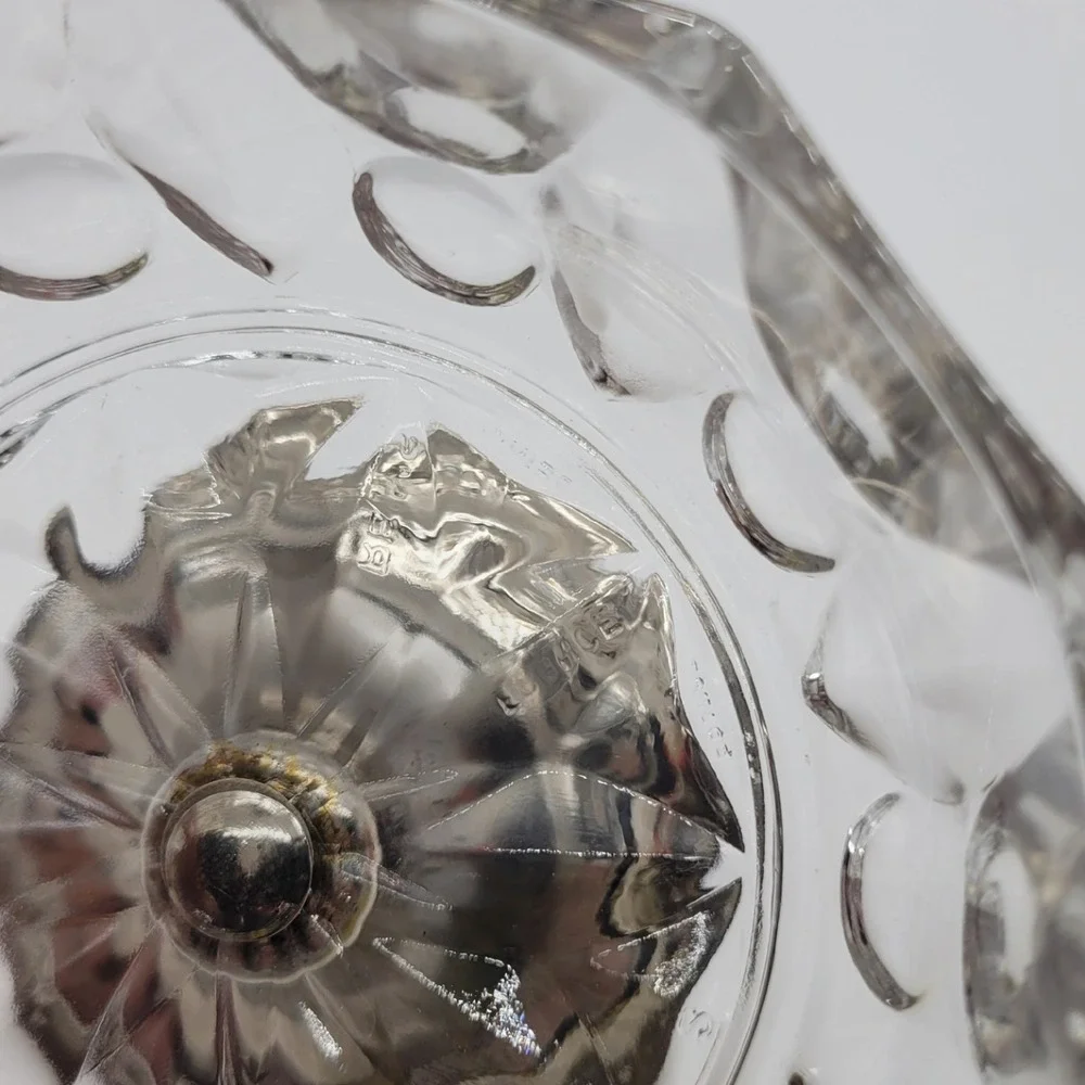Vintage Reims France Cut Glass Crystal Candy Dish Silver Plated Footed‎ Compote